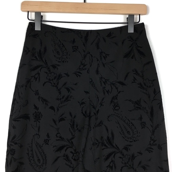 TALBOTS Pants Velvet Paisley Black Floral Print Ankle High Rise Petite Size 2P - Picture 3 of 10